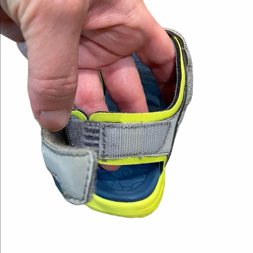 Geox blue, gray and yellow strap sandals